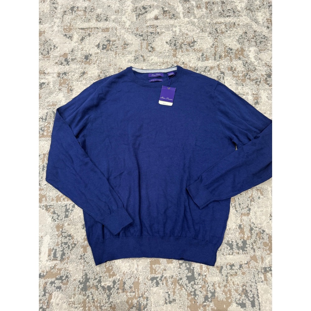 Alan Flusser Mens Blue Cotton Silk Cashmere Crewneck Sweater Medium NWT